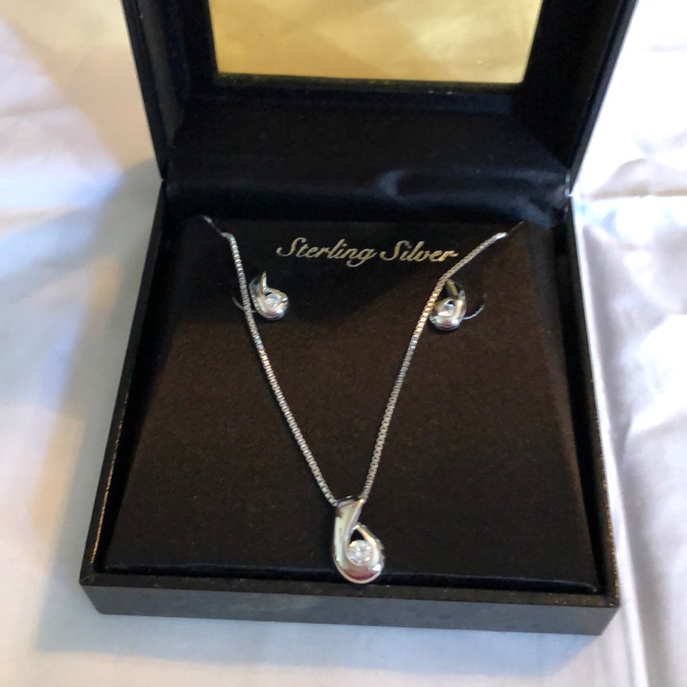Sterling silver necklace and earrings